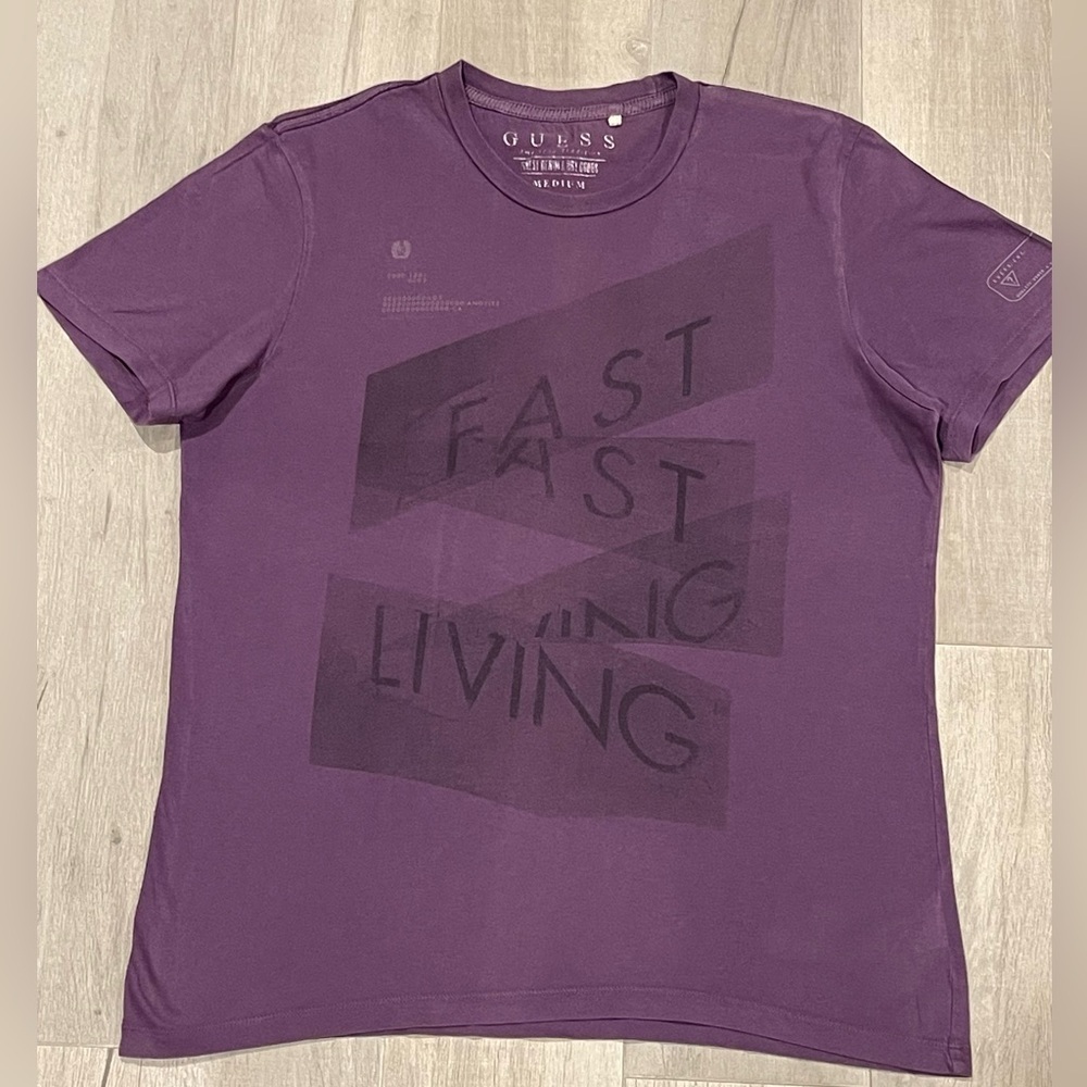 Guess Man Purple T Shirt Short Sleeve Medium